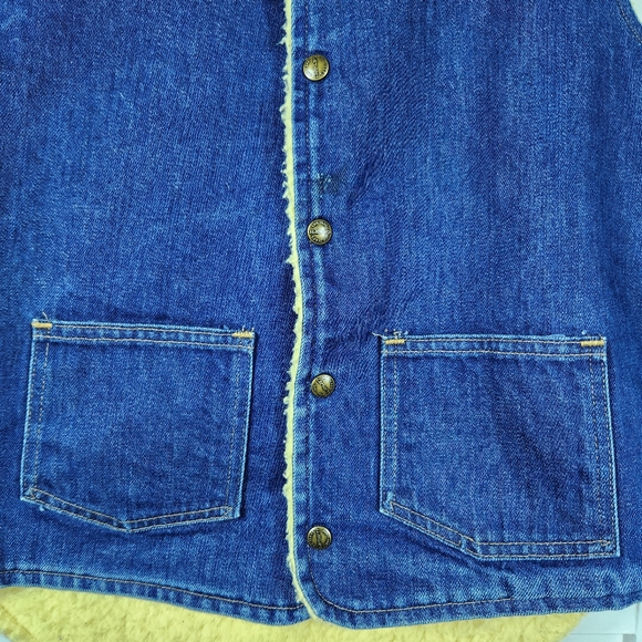 Carhartt Vintage Sherpa Lined Snap Front Denim Vest Blue | Men's Size Large Tall - Picture 3 of 8